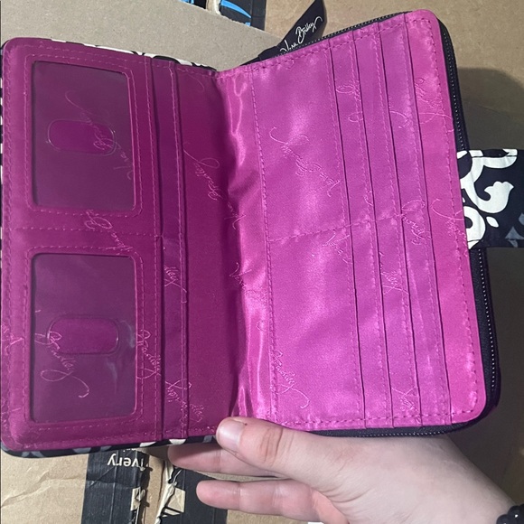 Vera Bradley Black and Pink Patterned Wallet - Picture 3 of 5